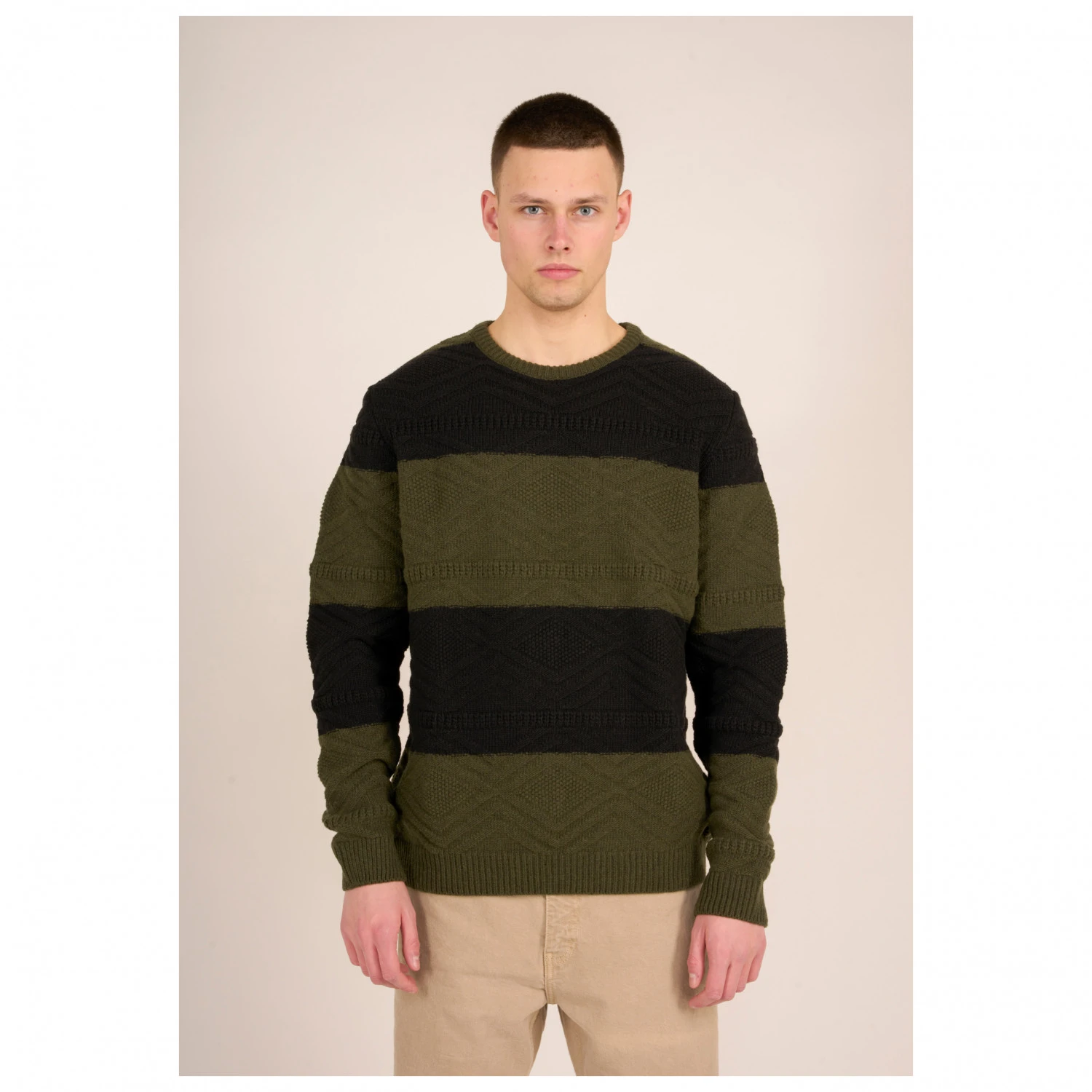 KnowledgeCotton Apparel - Cable Block Crew Neck Knit - Pull En Laine 4 KnowledgeCotton Apparel - Cable Block Crew Neck Knit - Pull En Laine – Image 2