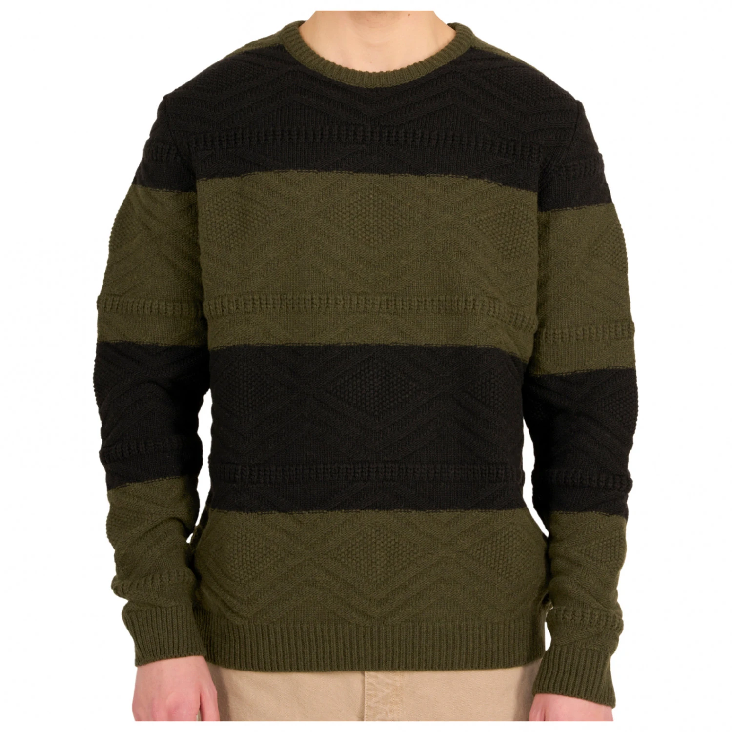 KnowledgeCotton Apparel - Cable Block Crew Neck Knit - Pull En Laine 3 KnowledgeCotton Apparel - Cable Block Crew Neck Knit - Pull En Laine